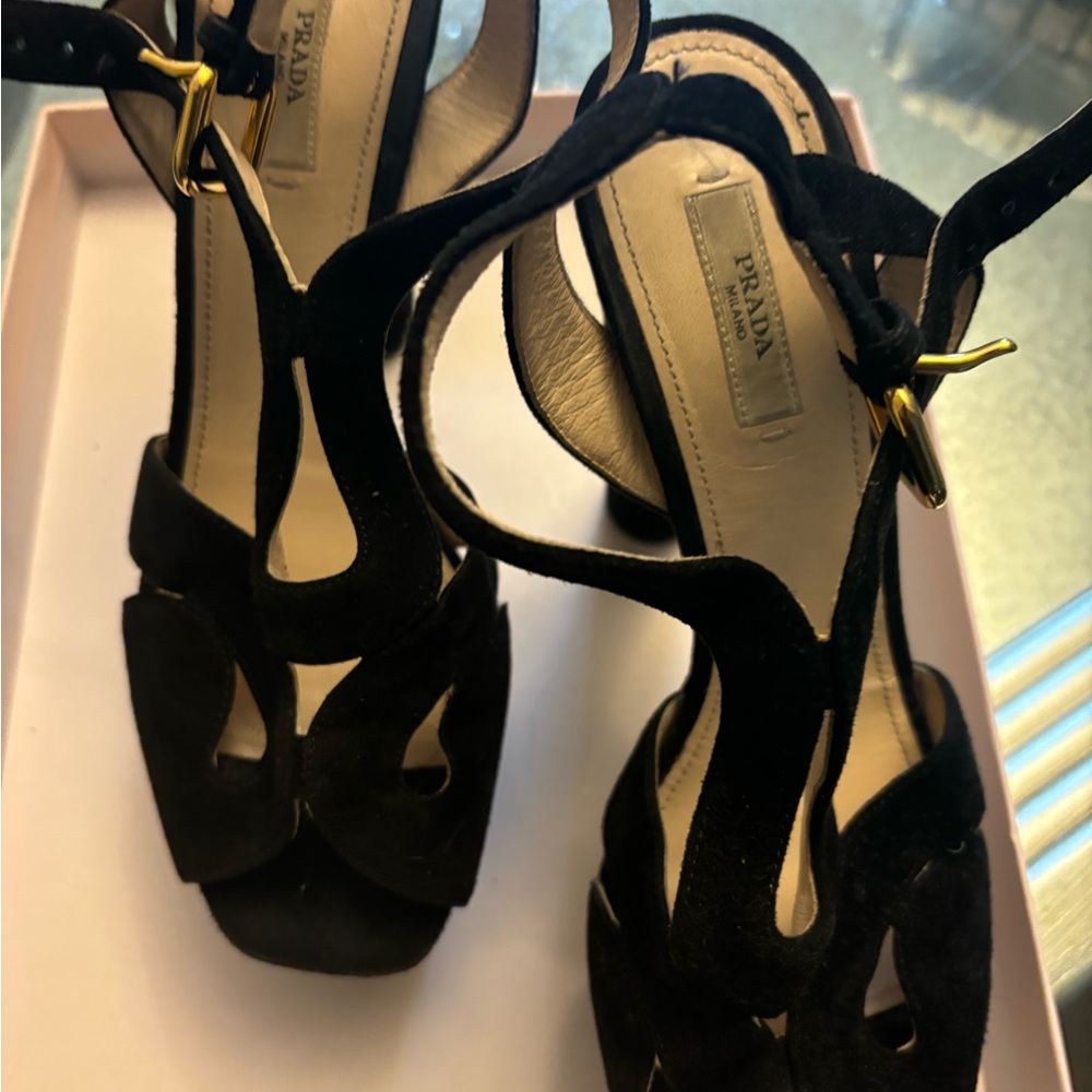 Prada Black Strappy Heels